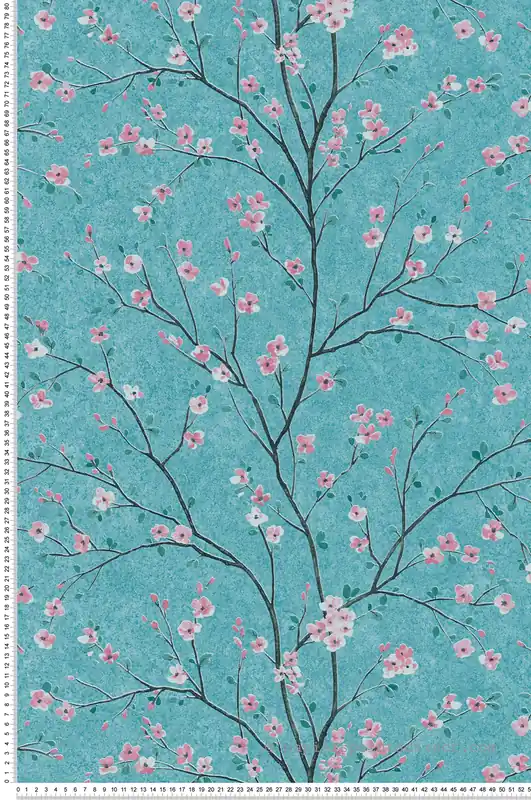 Prix Promo Papier peint Fleurs Cerisier bleu turquoise - Metropolitan Stories 2 d‘AS Création Réf. SP15561