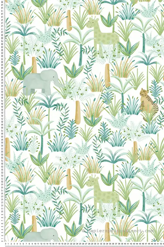 Soldes Papier peint Animaux Jungle Léon vert - Rose & Nino de Casadéco Réf. RONI85647576