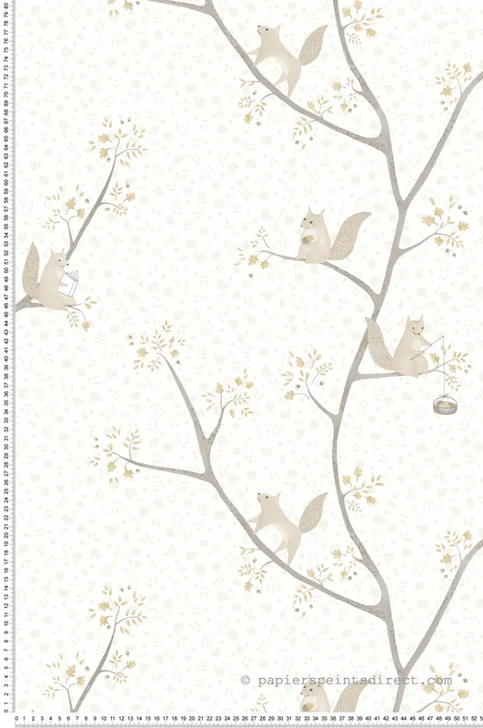 Bon Marché Papier peint Ecureuil Oscar grège - Rose & Nino de Casadéco Réf. RONI85611028