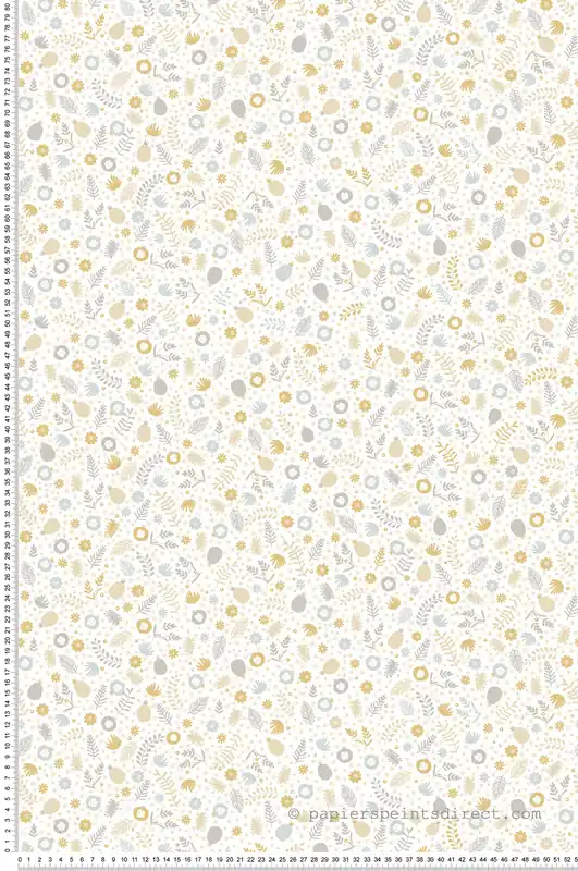 Seulement Aujourd'hui Papier peint Liberty Fleurs Gourmande bleu et jaune - Rose & Nino de Casadéco Réf. RONI85541110