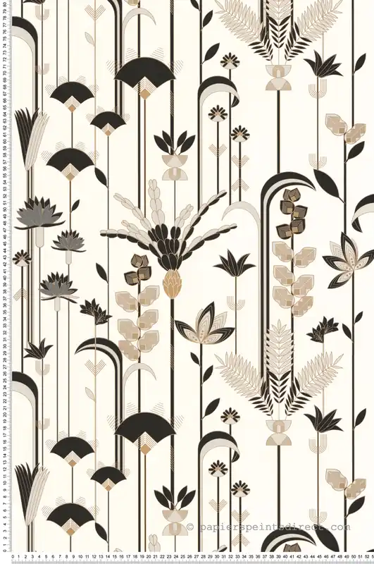 Vente Directe Papier peint Fleurs Ephemeral blanc noir - Labyrinth de Casélio Réf. LBY102090020