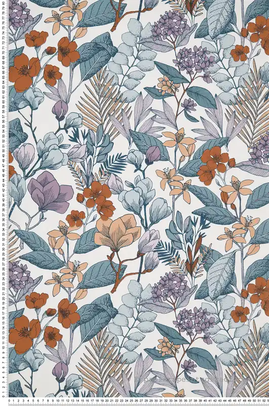 Soldes Papier peint Herbier Fleuri May parme - Flower Power de Casélio Réf. FLP101855060
