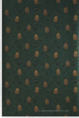 Bon Plan Papier peint Palmeta Métallisé noir et vert - Orphée de Casamance Réf. CAS-74741942