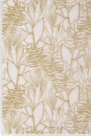 Jusqu'à Épuisement Des Stocks Papier peint Feuillage Altaica doré blanc - Orphée de Casamance Réf. CAS-74710610
