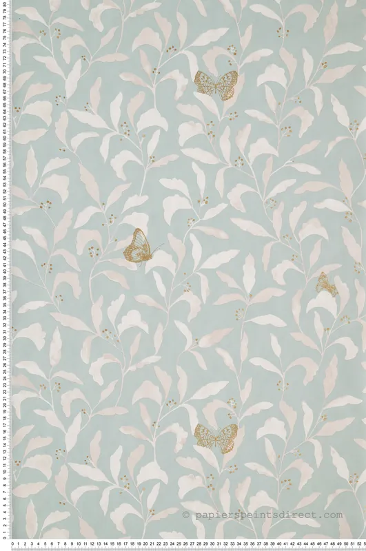 Super Prix Papier peint feuillage papillon Sweet Bleu givré/Doré - Green Life de Casélio Réf. GNL101717026