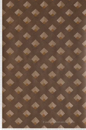 Papier peint géométrique ethnique Ondes Orange Camel - Misura de Casamance Réf. CAS-74471130 Bon Plan