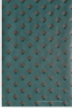 Offre Limitée Papier peint géométrique ethnique Ondes Emeraude - Misura de Casamance Réf. CAS-74470926