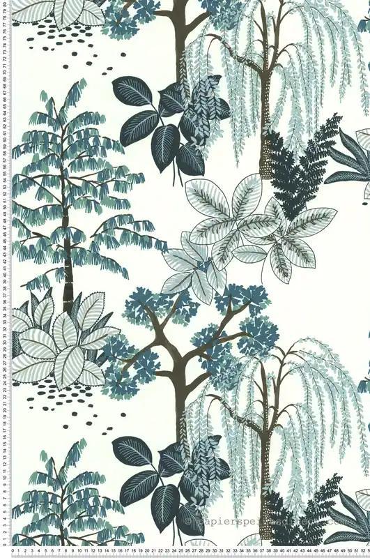 Top Vente Papier peint Arbres japonais bleu - Fragrance de Lutèce Réf. LTC-11191301