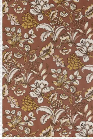 Populaire Papier peint animaux fleuri Paiony rouge brique - Ceylan de Casamance Réf. CAS-74522756
