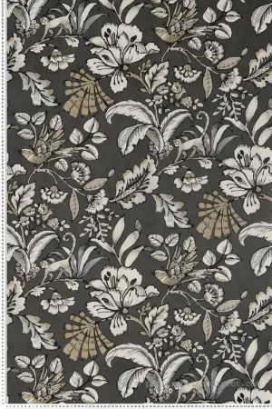 Papier peint animaux fleuri Paiony ardoise - Ceylan de Casamance Réf. CAS-74522552 Expédition Rapide