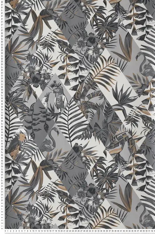 Meilleure Vente Papier peint tropical Oiseaux Paradise noir/gris/or - Moonlight de Casélio Réf. MLG101169092