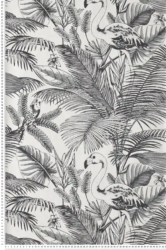 Haute Qualité Papier peint flamant rose Tropical world noir et blanc - Moonlight de Casélio Réf. MLG101039000