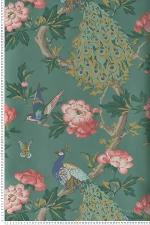 Papier peint vintage paon Pavona Vivienne - National Trust Papers de Little Greene Réf. 0245PAVIVIE Usine Directe