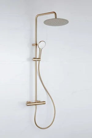 Adema Sparkle 2.0 ensemble de douche pluie - thermostatique - douche principale 30cm - douchette - 3 positions - or mat Meilleur Choix