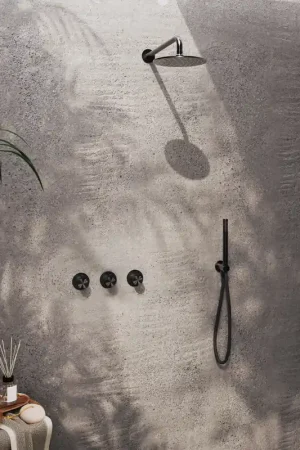 Acheter En Ligne Hotbath Archie Ensemble de douche complet - encastré - thermostatique - 2 robinets d’arrêt - gunmetal brossé PVD