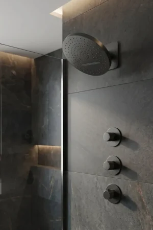 Uniforma Douche de pluie - 2 positions - cascade - avec partie encastrée - 32 cm - noir mat Vente Directe