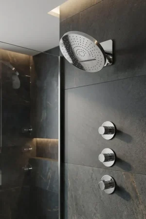 Uniforma Douche de pluie - 2 jets - cascade - avec partie encastrée - 32 cm - chrome Commander Vite