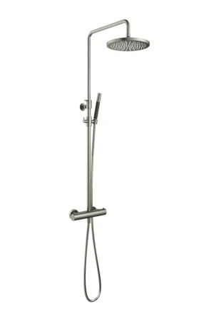 Acheter Direct Hotbath Cobber ensemble de douche pluie thermostatique avec pomme de douche ronde 30 cm douchette barre nickel brossé