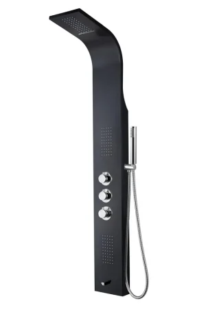 Aloni panneau de douche - 160x46x20cm - douchette à main - jets de massage - robinet de sortie - noir Super Prix