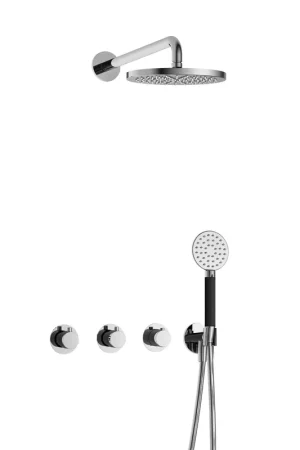 Achetez Aujourd'hui Hotbath Cobber IBS70 Ensemble de douche de tête encastré - bras de douche mural 38,5 cm - douche de tête ronde 20 cm - douchette 3 jets - chrome