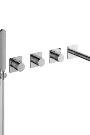 Achat Immédiat Hotbath Gal Pièce de finition pour mitigeur de baignoire/douche encastré 2 robinets d‘arrêt avec bec chromé