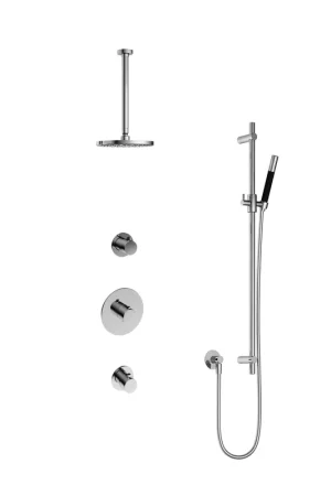 Achat Immédiat Hotbath Cobber IBS20 Ensemble de douche de tête encastré - bras de plafond 30 cm - douche de tête ronde 20 cm - douchette stick - barre de douche - chrome