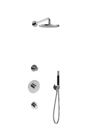 Usine Directe Hotbath Cobber IBS20 Ensemble de douche de tête encastré - bras de douche mural 35 cm - douche de tête ronde 20 cm - douchette à main stick - chrome