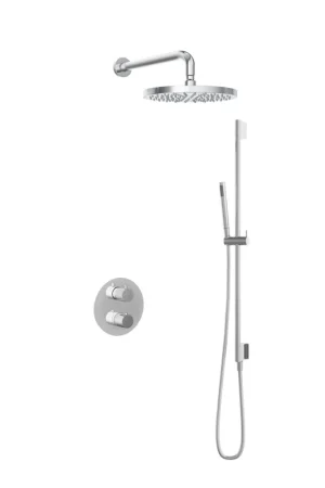 Vente Flash Hotbath Buddy IBS Ensemble de douche de tête - inverseur 2 voies - bras mural 35 cm - douche de tête ronde 30 cm - douchette à main barre - barre de douche - chrome