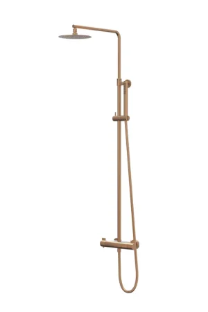 Achat Immédiat IVY Pact Ensemble de douche de tête - montage en saillie - pomme de douche slim 30 cm - douchette 3 jets - Cuivre brossé mat PVD