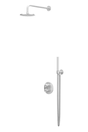 Vente Directe IVY Tribe Ensemble de douche de pluie - encastré - inverseur d‘arrêt 2 voies - bras de plafond 30 cm - douche de tête medium ronde 30 cm - support avec sortie - flexible de douche 150 cm - douchette stick - ACIER INOXYDABLE 316 - brossé