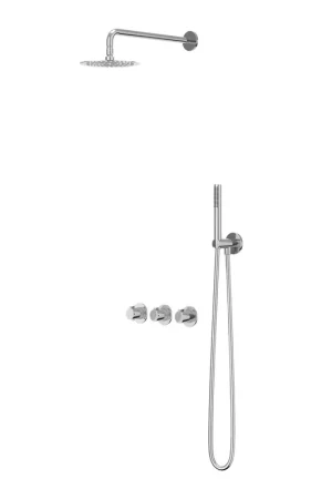 Achat Immédiat IVY Pact Ensemble de douche à effet pluie - encastré - symétrie - 2 robinets d‘arrêt - bras de plafond 15 cm - tête de douche slim 30 cm - barre de douche avec sortie - flexible de douche 150 cm - douchette satin spray - Chromé