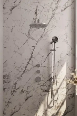 Achat Immédiat Brauer Chrome Edition Set de douche à encastrer avec partie encastrable douche de tête bras mural douchette ronde et barre de douche Chrome