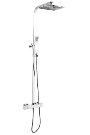 Vente Directe GO par Van Marcke Dukan système de douche carré douchette thermostatique look chrome