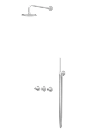 Acheter Direct IVY Concord Ensemble de douche de tête - encastré - symmetry - 2 robinets d‘arrêt - bras mural 40 cm - douche de tête medium 25 cm - barre de douche avec sortie - flexible de douche 150 cm - douchette en barre - ACIER INOXYDABLE 316 - brossé