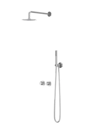 Vente Flash IVY Pact Ensemble de douche de pluie - encastré - symmetry - inverseur-arrêt 2 voies - bras de plafond 30 cm - tête de douche medium 30 cm - barre de douche avec sortie - flexible de douche 150 cm - douchette à main bâton - Chrome