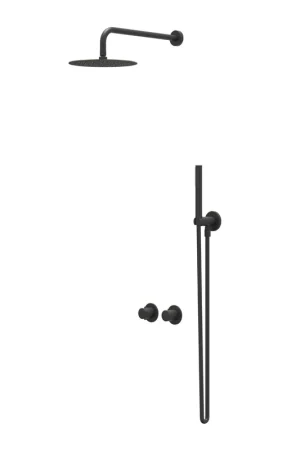Achat Immédiat IVY Bond Ensemble de douche de pluie - encastré - symmetry - inverseur d’arrêt 2 voies - bras mural 40 cm - pomme de tête medium 25 cm - support avec sortie - flexible de douche 150 cm - douchette barre - Noir mat PED