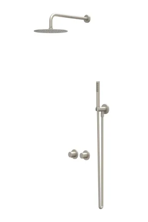 Achat Immédiat IVY Bond Ensemble de douche de pluie - encastré - symmetry - inverseur d’arrêt 2 voies - bras de plafond 30 cm - douche de tête slim 30 cm - support avec sortie - flexible de douche 150 cm - douchette satin spray - Nickel brossé PVD