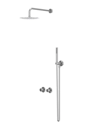 Produit De Marque IVY Bond Ensemble de douche pluie - encastré - symmetry - inverseur d’arrêt 2 voies - bras de douche mural 40 cm - douche de tête slim 25 cm - barre de douche avec sortie - flexible de douche 150 cm - douchette satin spray - Chrome