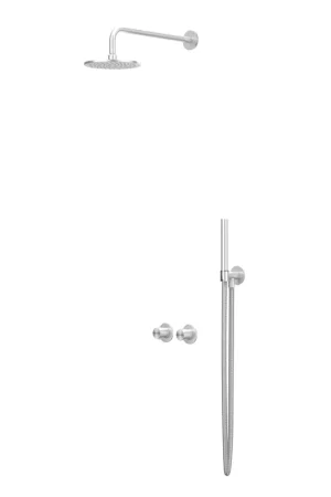 Vente Flash IVY Concord Ensemble de douche pluie - encastré - symmetry - inverseur-arrêt 2 voies - bras mural 40 cm - pomme de douche principale medium 20 cm - support avec sortie - flexible de douche 150 cm - douchette barre - Acier inoxydable 316 - brossé