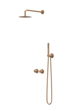 Achat Immédiat IVY Pact Ensemble de douche de pluie - encastré - symmetry - inverseur-arrêt 2 voies - bras de plafond 30 cm - pomme de douche principale medium 30 cm - barre de douche avec sortie - flexible de douche 150 cm - douchette 3 jets - Cuivre brossé mat PVD
