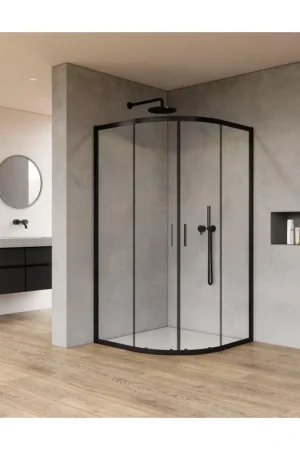Achat Immédiat Marenza Casus Cabine de douche - 100x100x200cm - quart de cercle - verre clair - profilé - noir mat