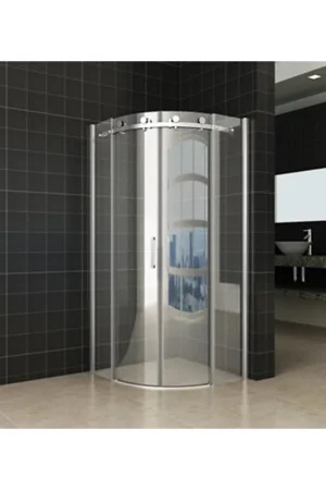 Wiesbaden Entra cabine quart de cercle avec 2 portes coulissantes 900 x 900 x 2000 x 8 mm nano verre transparent/chrome Nouvelle Collection
