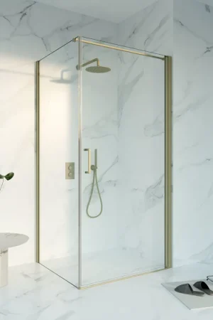 Vente Flash Fortifura Galeria Cabine de douche - 90x120cm - profilé - verre de sécurité - anti-calcaire - Laiton brossé