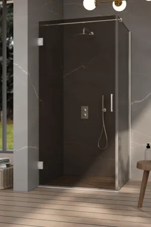 Achat Immédiat Fortifura Galeria Cabine de douche - 80x100x200cm - scharnières - poignée plat - verre fumé - Chrome