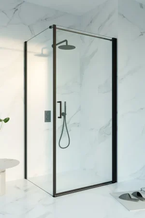 Vente Directe Fortifura Galeria Cabine de douche - 100x100cm - profilé - verre de sécurité - anti-calcaire - Noir mat