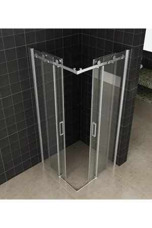 Wiesbaden Entra cabine d‘angle à entrée avec 2 portes coulissantes 900 x 900 x 2000 x 8 mm verre clair nano/chrome Paiement Sécurisé