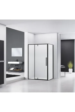Van Rijn Products ST04 Cabine de douche - 118x90x200cm - verre clair - épaisseur 6mm - noir Nouvel Arrivage