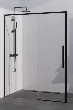 Acheter Direct BRAUER Season cabine de douche - 140x80x200cm - porte coulissante - verre clair - réversible - revêtement de verre - Noir mat