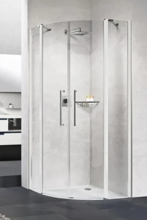 Vente Directe Novellini Young 2.0 R2 cabine de douche quart de cercle avec portes pivotantes et segments fixes 97.5/99.5x200cm matchroom/aqua