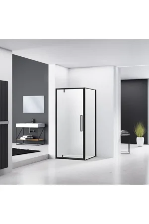 Van Rijn Products ST04 Cabine d‘angle - 100x90x200cm - verre clair - épaisseur 6mm - noir Authentique